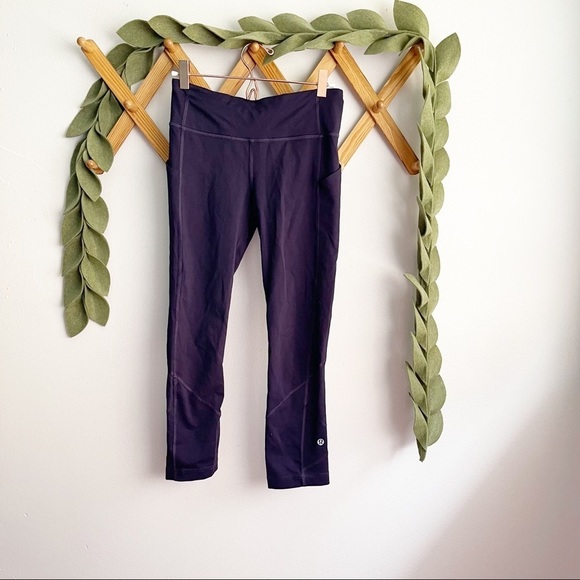 Lululemon Pace Rival Black Grape Cropped Leggings - Picture 1 of 6